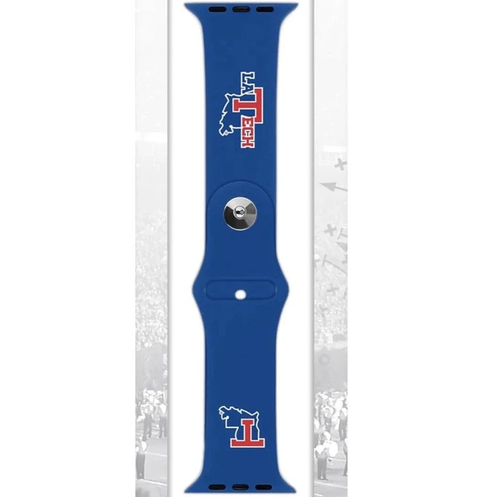 Louisiana LA Tech University Bulldogs Silicone Watch Band 38mm for Apple - Blue